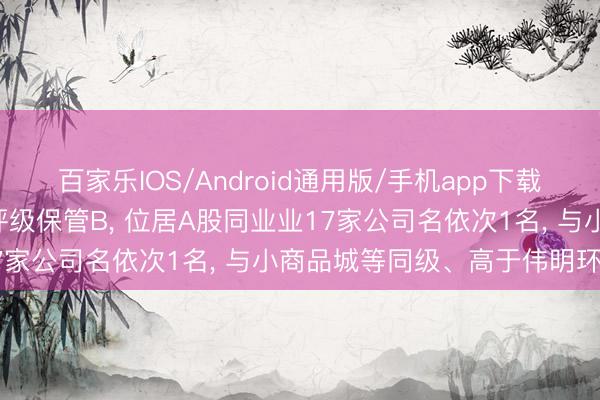 百家乐IOS/Android通用版/手机app下载 曙光股份伦交所 ESG评级保管B， 位居A股同业业17家公司名依次1名， 与小商品城等同级、高于伟明环保等